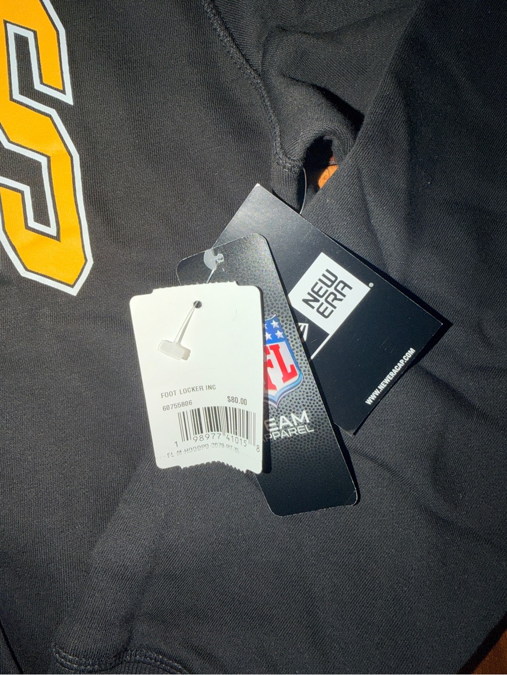 New Era Men’s Steelers Black Hoodie with Yellow Arch Logo - Picture 4 of 5